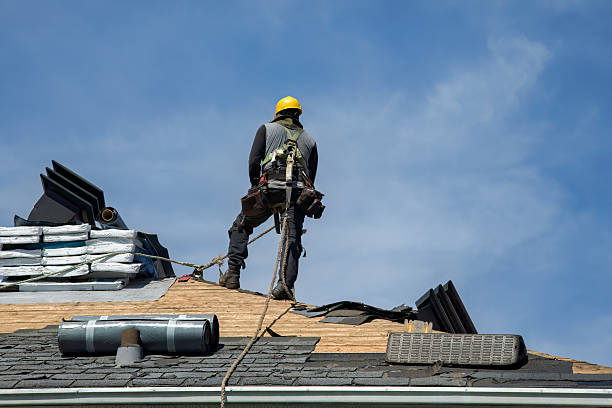 Professional Gutter Installation technician working in Johnsonville, NY